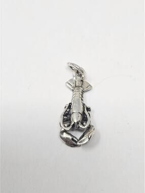 Vintage Lobster Charm Sterling Silver Pendant Articulated Jointed 2.5g